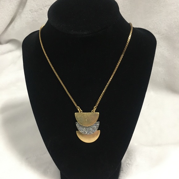 J Crew gold with crystal pendant necklace - Picture 2 of 4